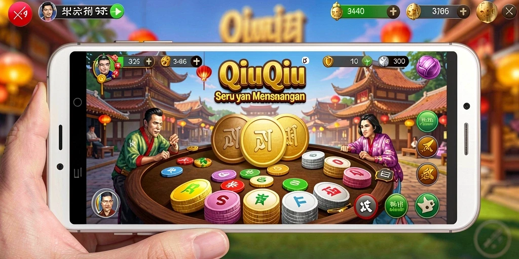 Tangkapan layar dari permainan QiuQiu yang penuh aksi