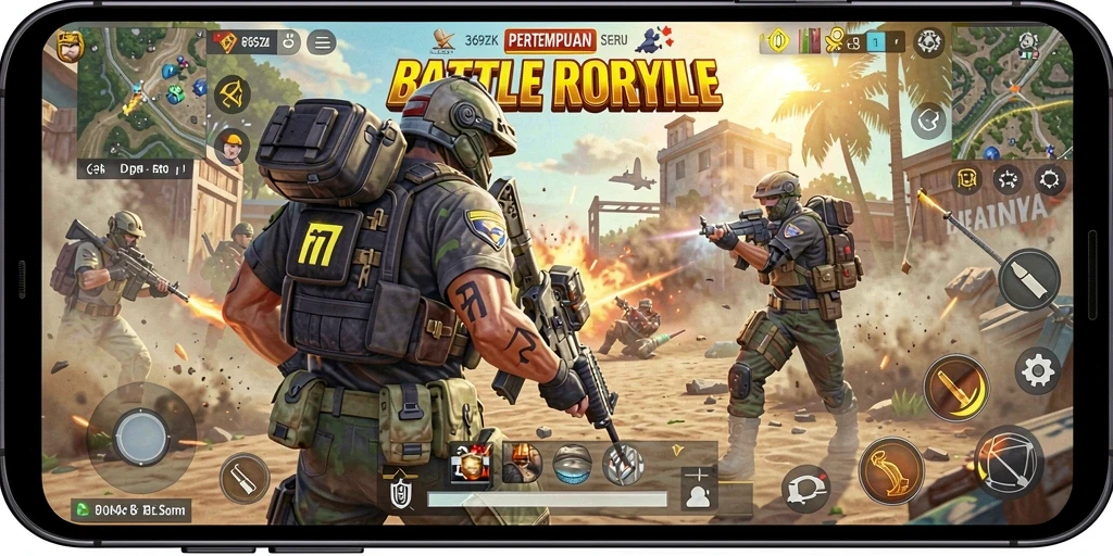 Tangkapan layar dari aksi seru di dalam 369ZK Battle Royale.