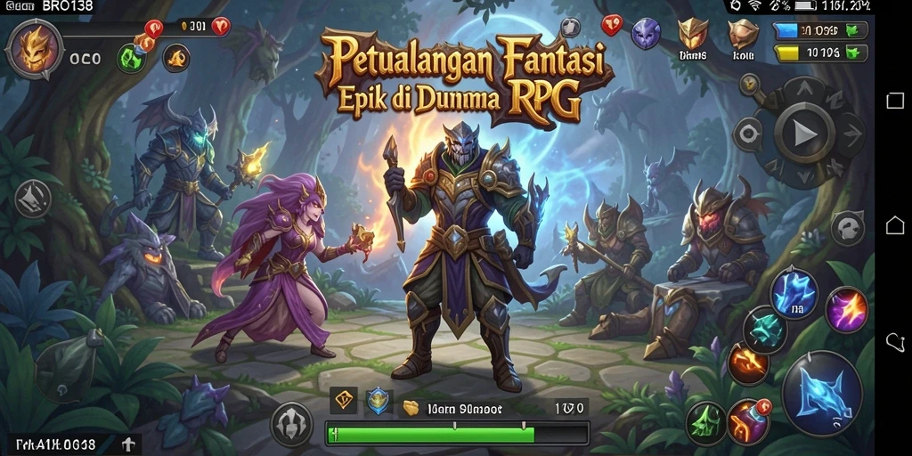Tangkapan layar utama BRO138 menampilkan aksi pertarungan intens dalam dunia RPG.