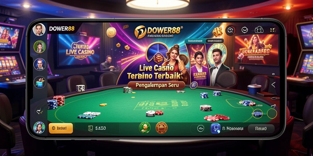 Tampilan menarik dari permainan Live Casino DOWER88 dengan dealer langsung.