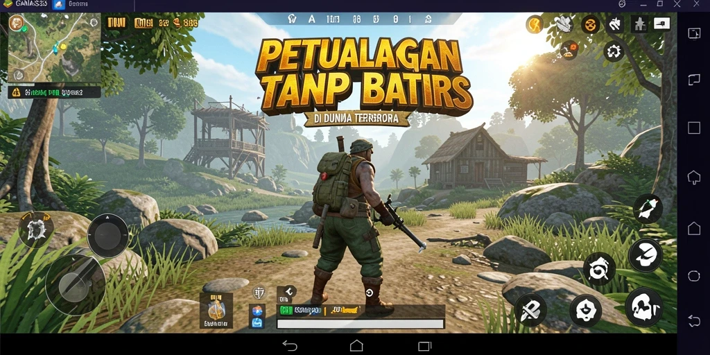 Tangkapan layar gameplay <strong>GANAS33</strong> menunjukkan petualangan luas di dunia terbuka.