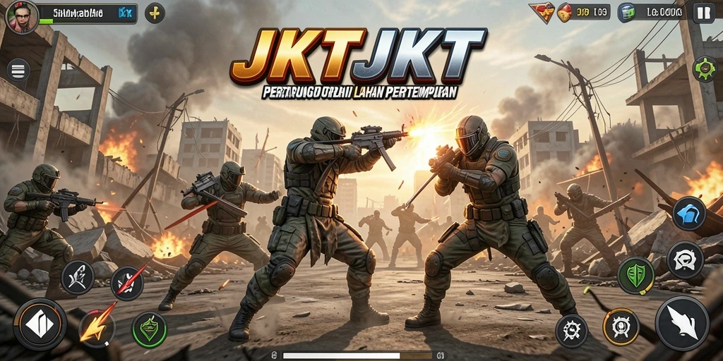 Screenshot menampilkan aksi mendebarkan di JKTJKT Battle Royale.
