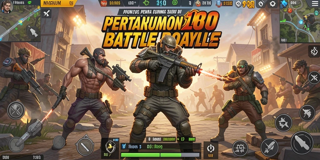 Tampilan seru gameplay MAGNUM188 dalam pertempuran Battle Royale.