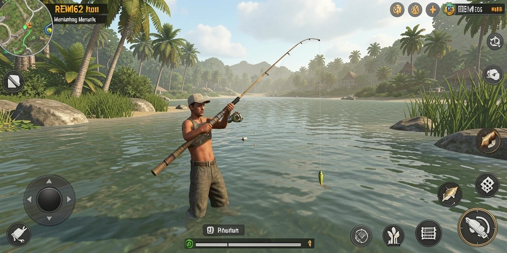 Gameplay seru memancing ikan di lautan luas.