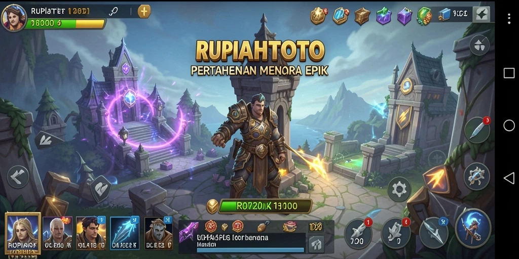Tampilan gameplay seru dari RUPIAHTOTO dalam pertarungan tower defense.