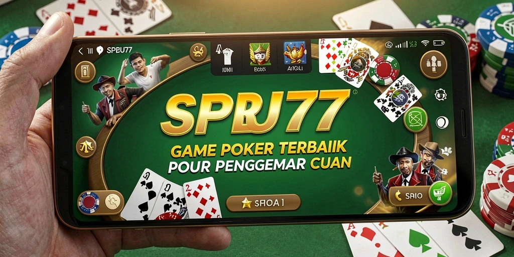 Tangkapan layar utama SPBU77 menampilkan aksi mendebarkan dari permainan Poker.