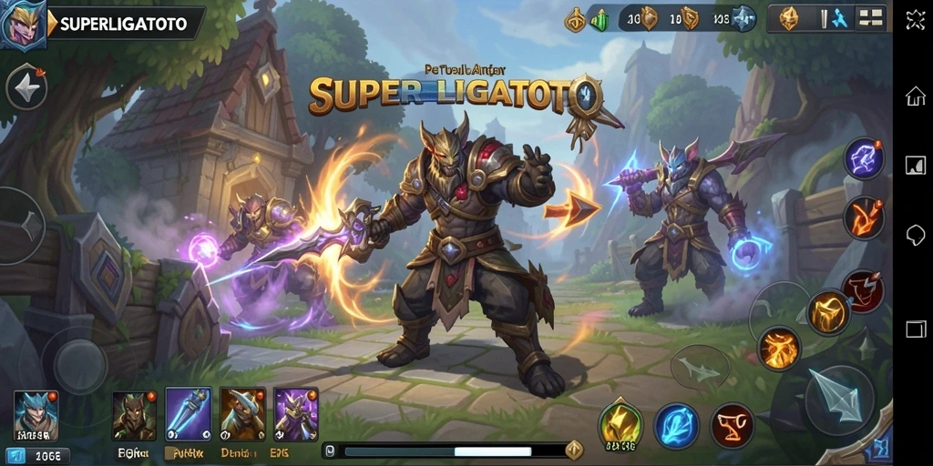 Tampilan gameplay dinamis dari SUPERLIGATOTO yang menakjubkan.