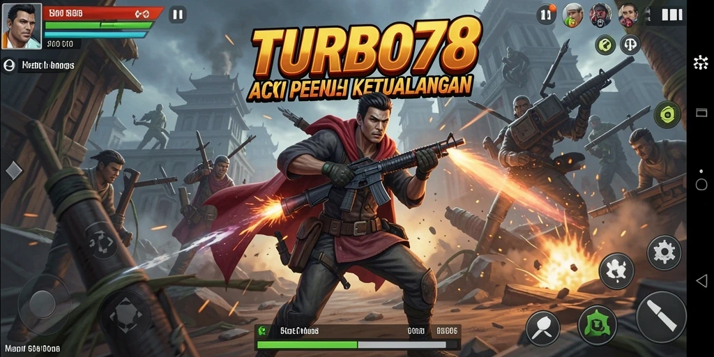Screenshot TURBO78 menampilkan aksi seru dalam pertempuran.