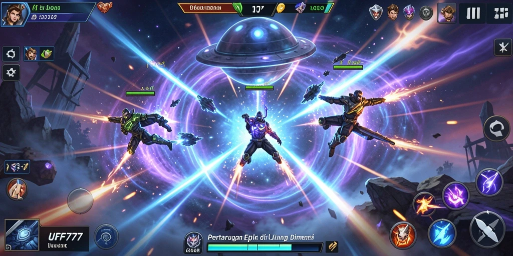 Gameplay menegangkan dari UFO777 saat para karakter bertarung.